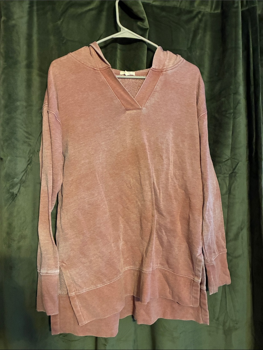 Maurices Dusty Rose V-Neck Hooded Sweater